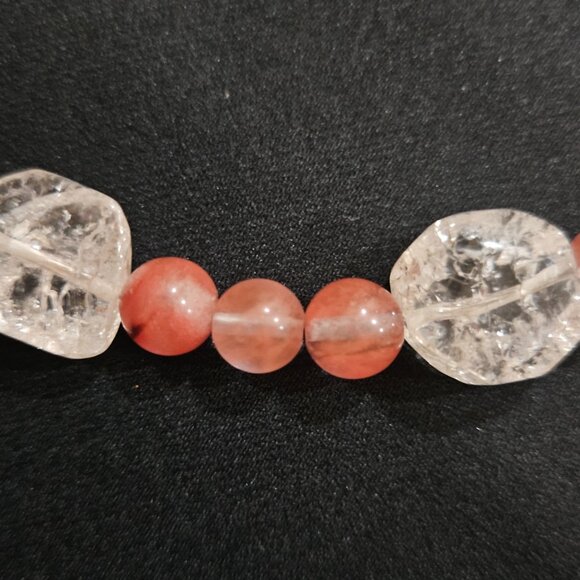 Hand Crafted Cherry Quartz Beads and Carved Cherry Quartz Pendant Necklace - Picture 6 of 9